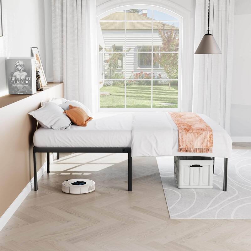 Queen Size Minimalist Open Bed Frame Metal Platform Bed Frame with 12" Storage Underneath